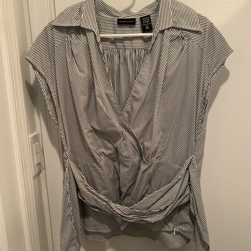 COPY - Black and White Striped New York and Company Shirt